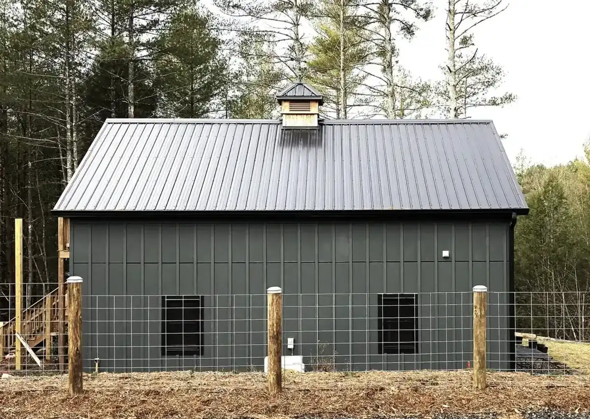 Metal roofing on an outbuilding in the NC Foothills by S&S Roofing