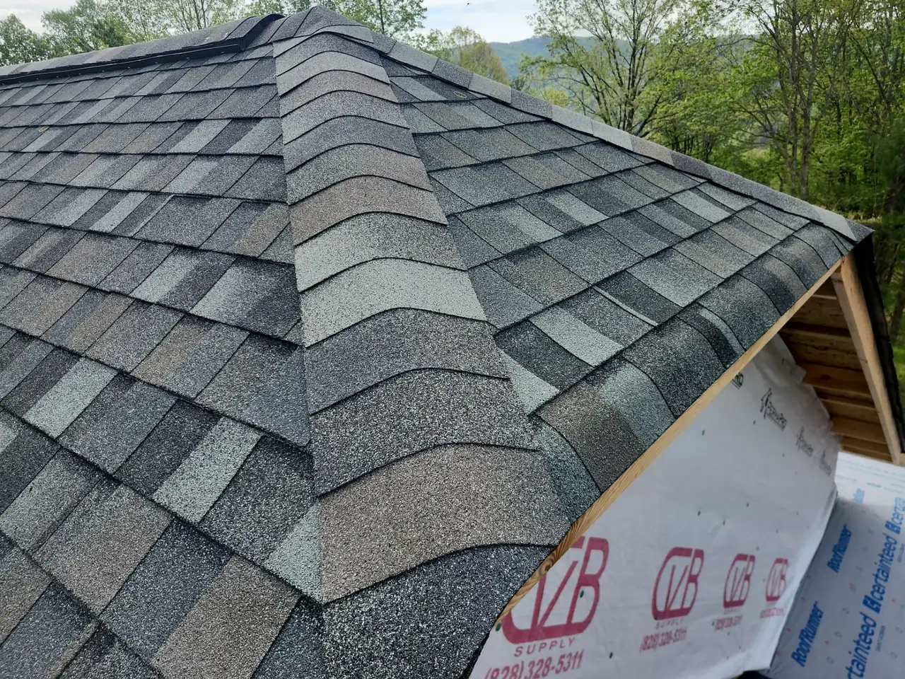 New-construction roof in TAMKO Heritage Thunderstorm Grey shingles on a residential home in Lenoir, NC, installed by S&S Roofing