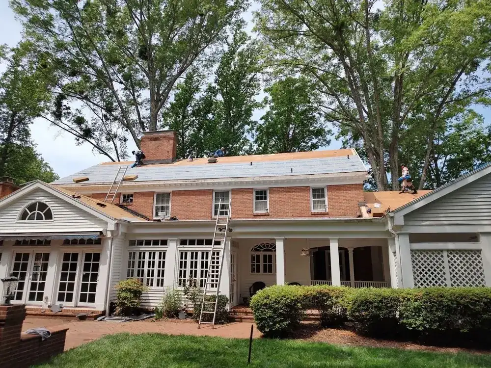 Completed architectural shingle roof replacement on a two-story home in Hickory, NC