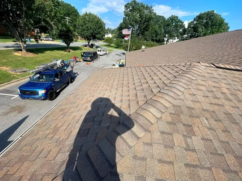 Roof replacement in progress with underlayment installed, Catawba County NC